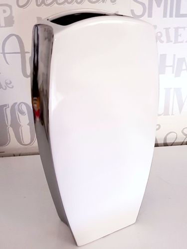 Keramik Vase " Pure White - Silver"